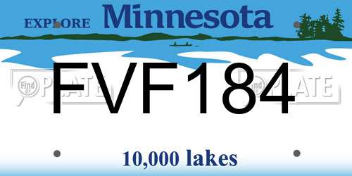 FVF184 Minnesota License Plate
