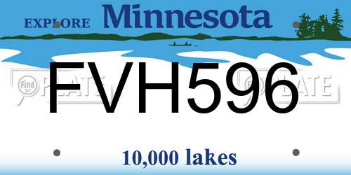 FVH596 Minnesota License Plate