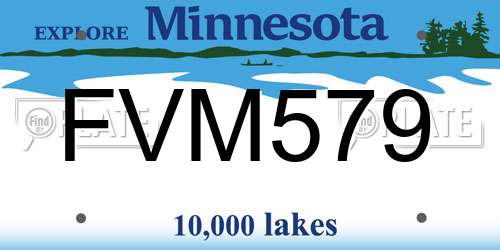 FVM579 Minnesota License Plate
