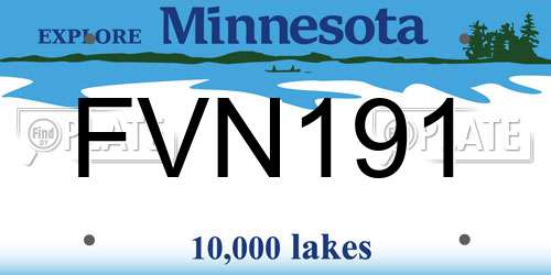 FVN191 Minnesota License Plate