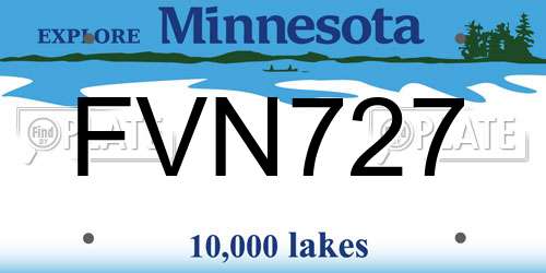 FVN727 Minnesota License Plate