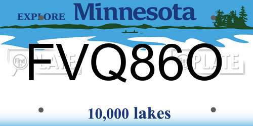 FVQ86O Minnesota License Plate