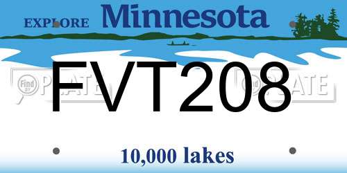 FVT208 Minnesota License Plate