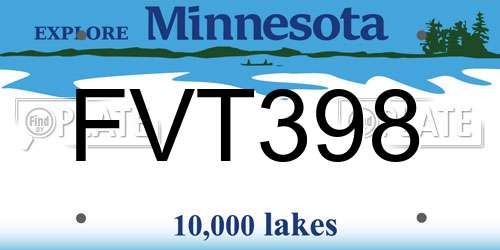 FVT398 Minnesota License Plate