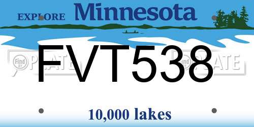 FVT538 Minnesota License Plate