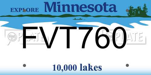 FVT760 Minnesota License Plate