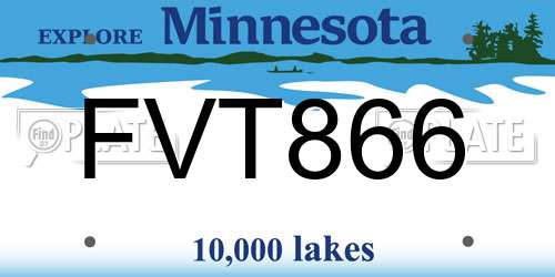 FVT866 Minnesota License Plate