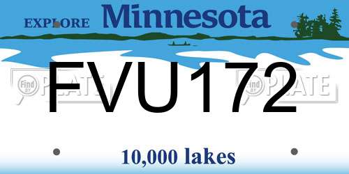 FVU172 Minnesota License Plate