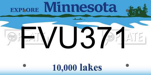 FVU371 Minnesota License Plate