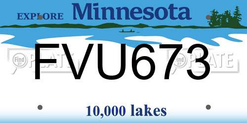 FVU673 Minnesota License Plate