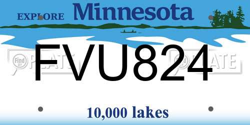 FVU824 Minnesota License Plate