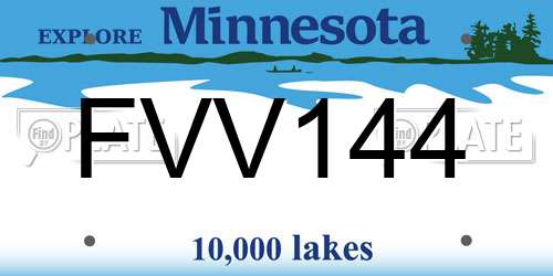 FVV144 Minnesota License Plate