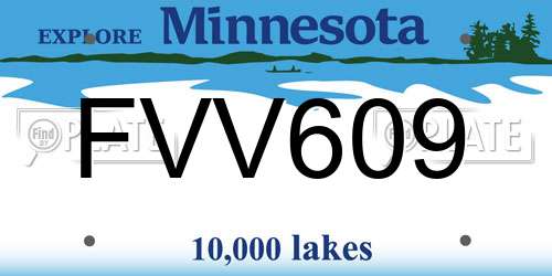 FVV609 Minnesota License Plate