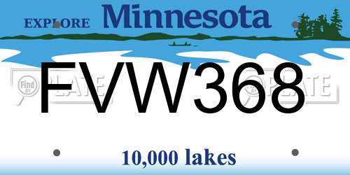 FVW368 Minnesota License Plate