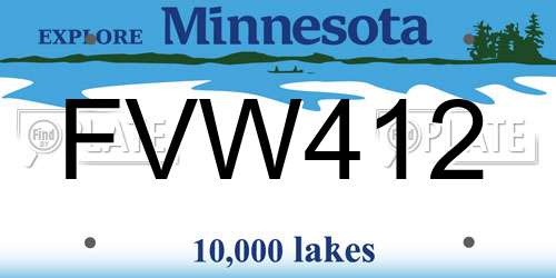 FVW412 Minnesota License Plate