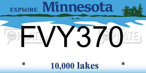 FVY370 Minnesota License Plate