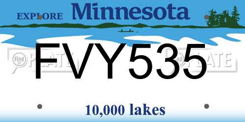 FVY535 Minnesota License Plate