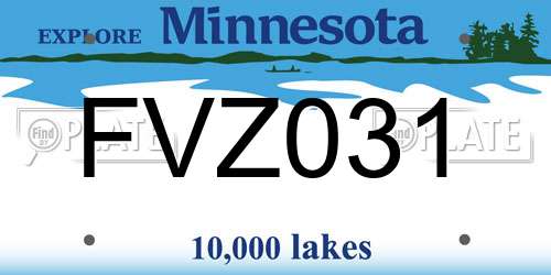 FVZ031 Minnesota License Plate