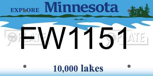 FW1151 Minnesota License Plate