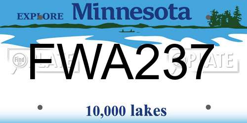 FWA237 Minnesota License Plate