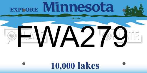 FWA279 Minnesota License Plate