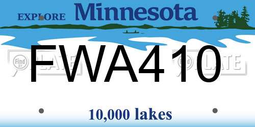 FWA410 Minnesota License Plate