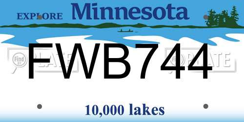 FWB744 Minnesota License Plate