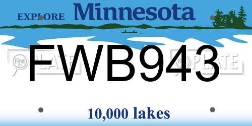 FWB943 Minnesota License Plate