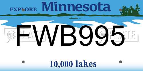 FWB995 Minnesota License Plate
