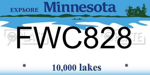 FWC828 Minnesota License Plate