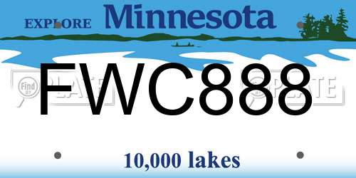 FWC888 Minnesota License Plate