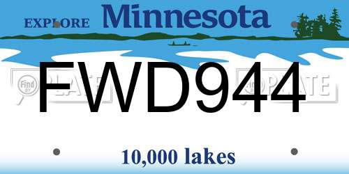 FWD944 Minnesota License Plate