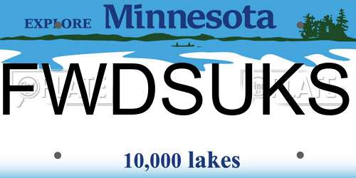 FWDSUKS Minnesota License Plate