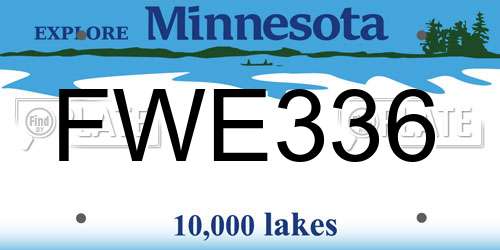 FWE336 Minnesota License Plate