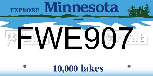 FWE907 Minnesota License Plate