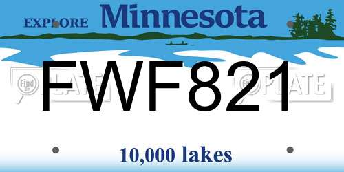 FWF821 Minnesota License Plate