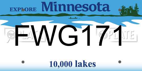 FWG171 Minnesota License Plate