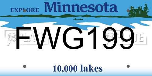 FWG199 Minnesota License Plate