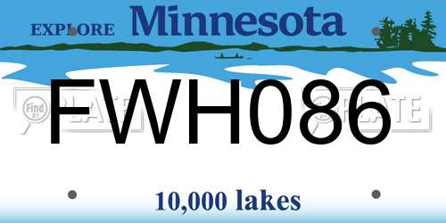 FWH086 Minnesota License Plate