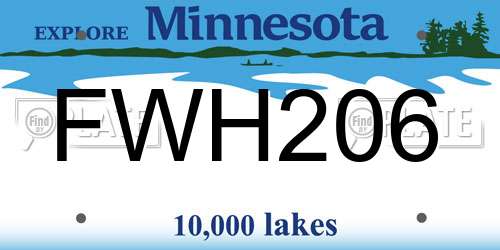 FWH206 Minnesota License Plate