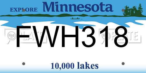 FWH318 Minnesota License Plate