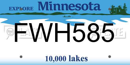 FWH585 Minnesota License Plate