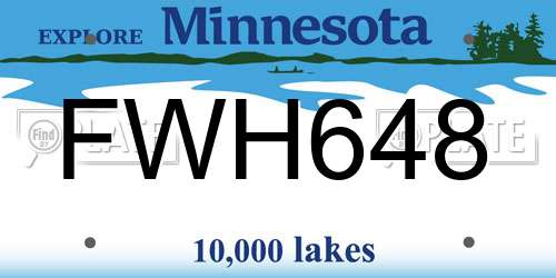 FWH648 Minnesota License Plate