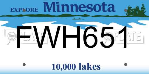 FWH651 Minnesota License Plate