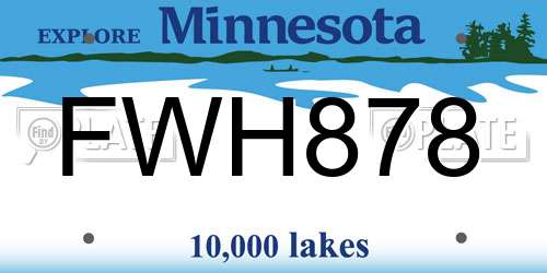 FWH878 Minnesota License Plate