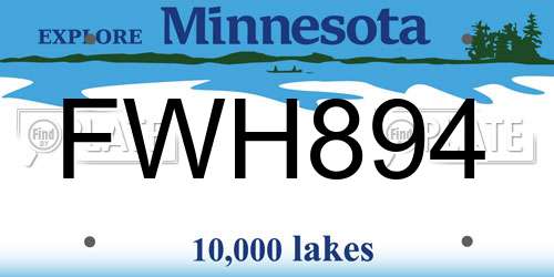 FWH894 Minnesota License Plate