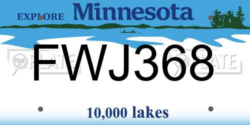 FWJ368 Minnesota License Plate