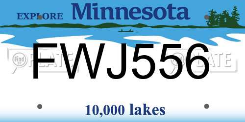 FWJ556 Minnesota License Plate