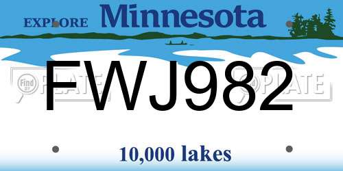 FWJ982 Minnesota License Plate