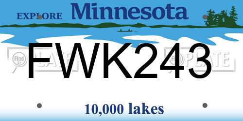 FWK243 Minnesota License Plate